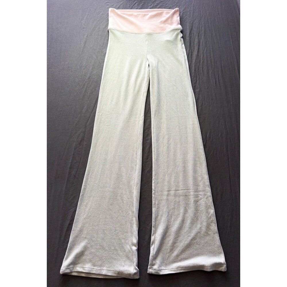 Hollister Sleep Women’s Gray Pink Foldover Waist Logo Lounge Super Soft Pants XS
